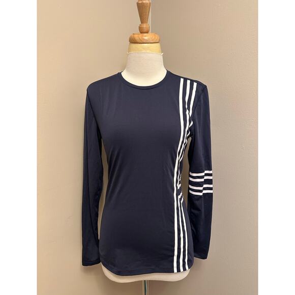 Tory Burch TORY SPORT Graphic T Long-Sleeve Active Top Navy/White Sz Small - Picture 1 of 7